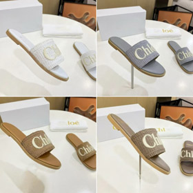 Chloe novo elegante linho slide sandálias-5665  