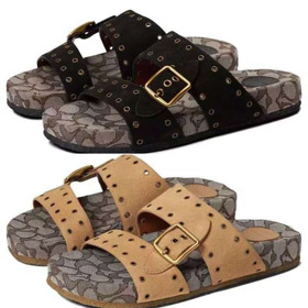 Coach ampla correia studded Birkenstock-estilo sandálias-5678  