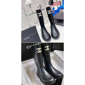 Chanel ao ar livre impermeável botas de chuva altas-5693  