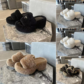 SMFK antiderrapante plataforma cunha veludo chinelos-5696  