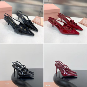 Miu Miu salto baixo pontado-dedo do pé sandálias slingback-5704  