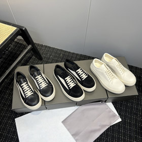 Rick Owens plataforma preto e branco lace-up low-top sapatos-5716  