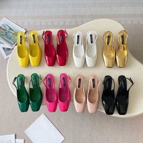 Dolce & Gabbana DG novo pé quadrado aberto-back metálico salto alto-5721  