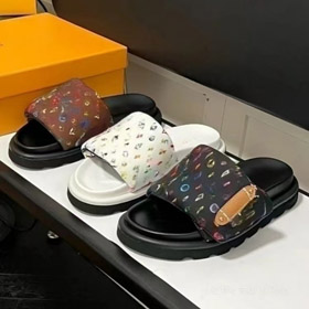 Louis Vuitton LV nova impressão floral tecido slide sandálias-5734  