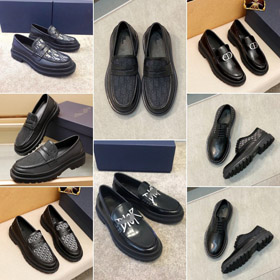 Dior novo couro e tela patchwork slip-on sapatos casuais-5748  