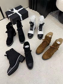 Chanel plataforma cor-bloco lace-up botas-5774  