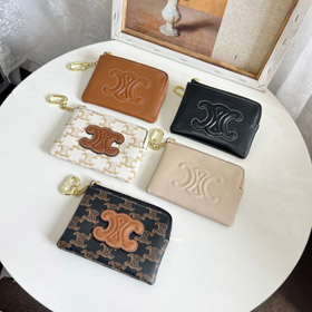 Celine couro genuíno luxo zíper moeda bolsa-5775  