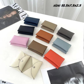 Hermès suporte de cartão bi-dobra com impressão da palma da mão e fechamento snap-5777  