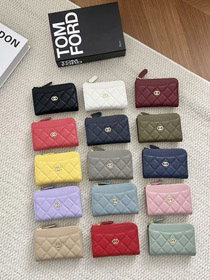 Chanel zíper cartão curto suporte-5795  