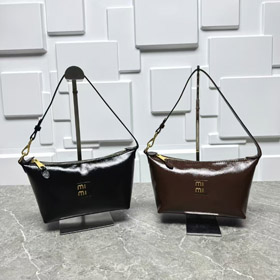 Miu Miu novo cerado couro plissado saco-5808  