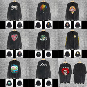 AMIRI popular afligido lavar impresso manga longa camiseta-5864  