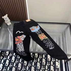 EVISU nova perna reta bordado jeans-5867  