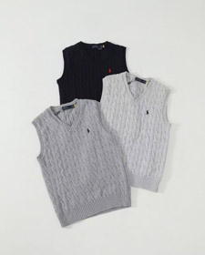 Polo Ralph Lauren V-neck cabo de malha sem mangas suéter colete-5871  