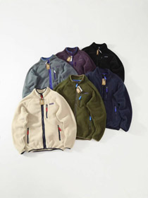 Patagônia fleece cardigan quente com coleiro stand-up jaqueta-5892  