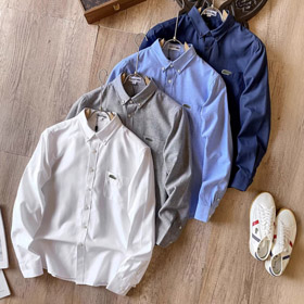 Lacoste cor sólida camisa de manga longa-5908  