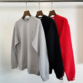 Bape logo bordado lavado e afligido crewneck sweater-5921  