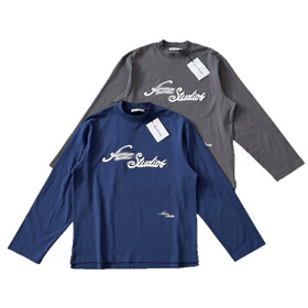 Acne Studios 3D bordado assinatura cursiva manga longa camiseta-5923  