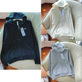 Alo atlético e casual zip-up com capuz sweater-5945  