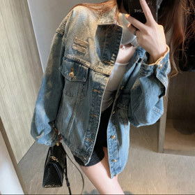 Miu Miu lavado azul patchwork jaqueta denim-5946  