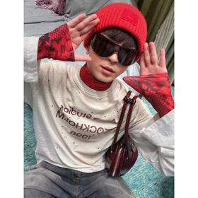 Acne Studios strass-embelezado camiseta de manga longa-5949  